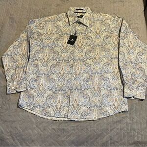 Bugatchi paisley button up shirt mens large NWT‎